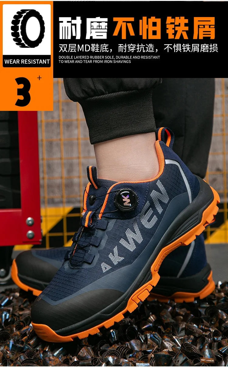 High-top men's all-season universal steel head anti-smash anti-puncture rotating buckle non-slip wear-resistant safety shoes GlowCart