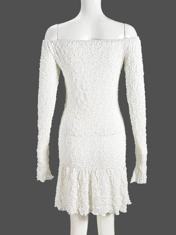 Nibber Temperament Women Dress One Shoulder Ruffles 3d GlowCart