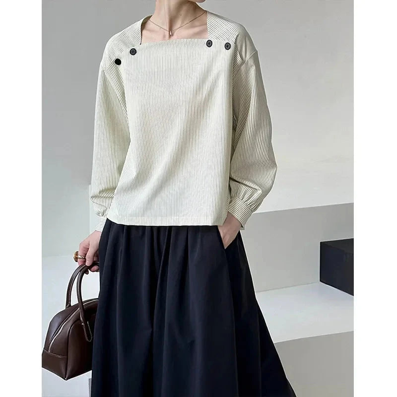 2024 Autumn New Top Korean Version Square Neck High-end GlowCart