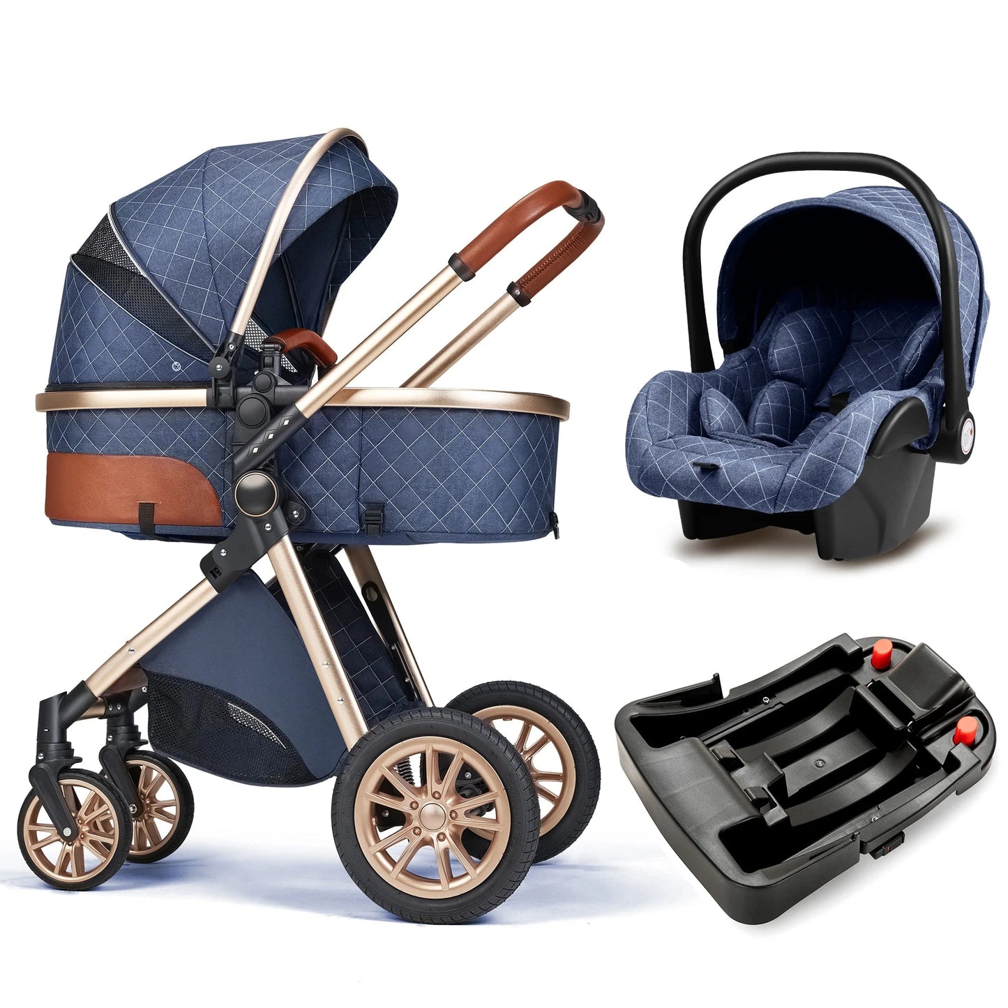 Fashion Baby Stroller 3 in 1 Baby Travel System Newborn Baby Cart Portable Pushchair Baby Cradel Infant Carrier Free Shipping GlowCart