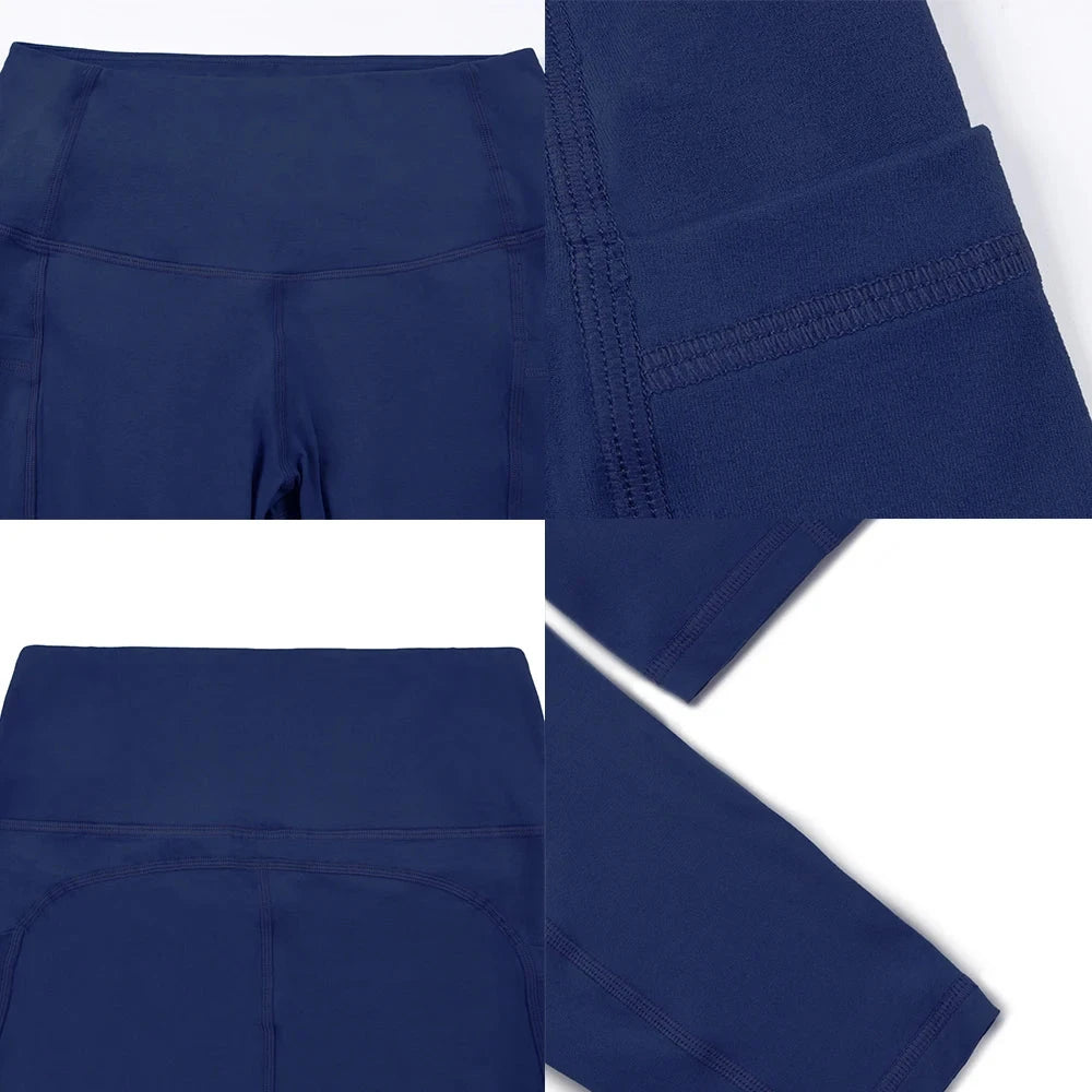 Solid Color Women Leggings with Pockets Tummy Control GlowCart