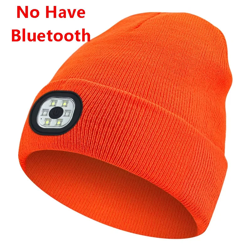 Can be equipped with Wireless Bluetooth music knitted hat new outdoorledlighting rechargeable detachable luminous sleeve cap GlowCart