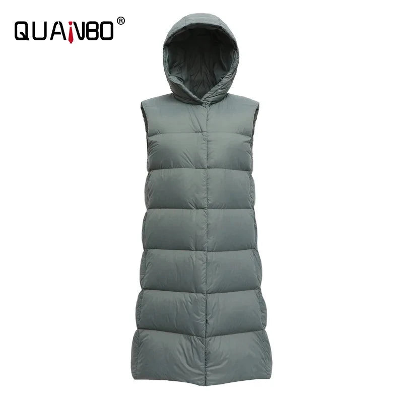 Top Grade Women X-long Hoode Sleeveless 90% White Duck Ultra GlowCart