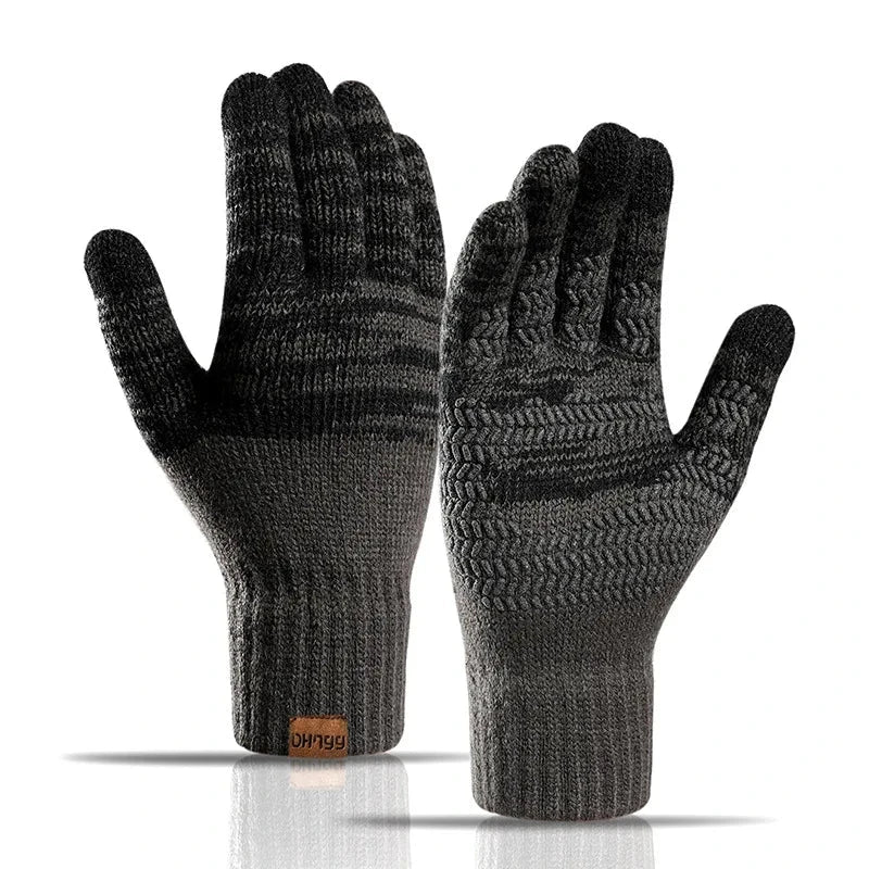 Winter Gloves for Men Knitted Large Size Warm Gloves Cycling Male Office Fleece Non-slip Touch Screen Acrylic Soft Thick Gloves GlowCart