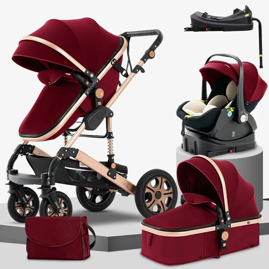 3 in 1 Baby Stroller,Baby Travel System,Baby Carriage 3in1 with Isofix Base,Foldable Newborn Pram,Reversible Standard Stroller GlowCart