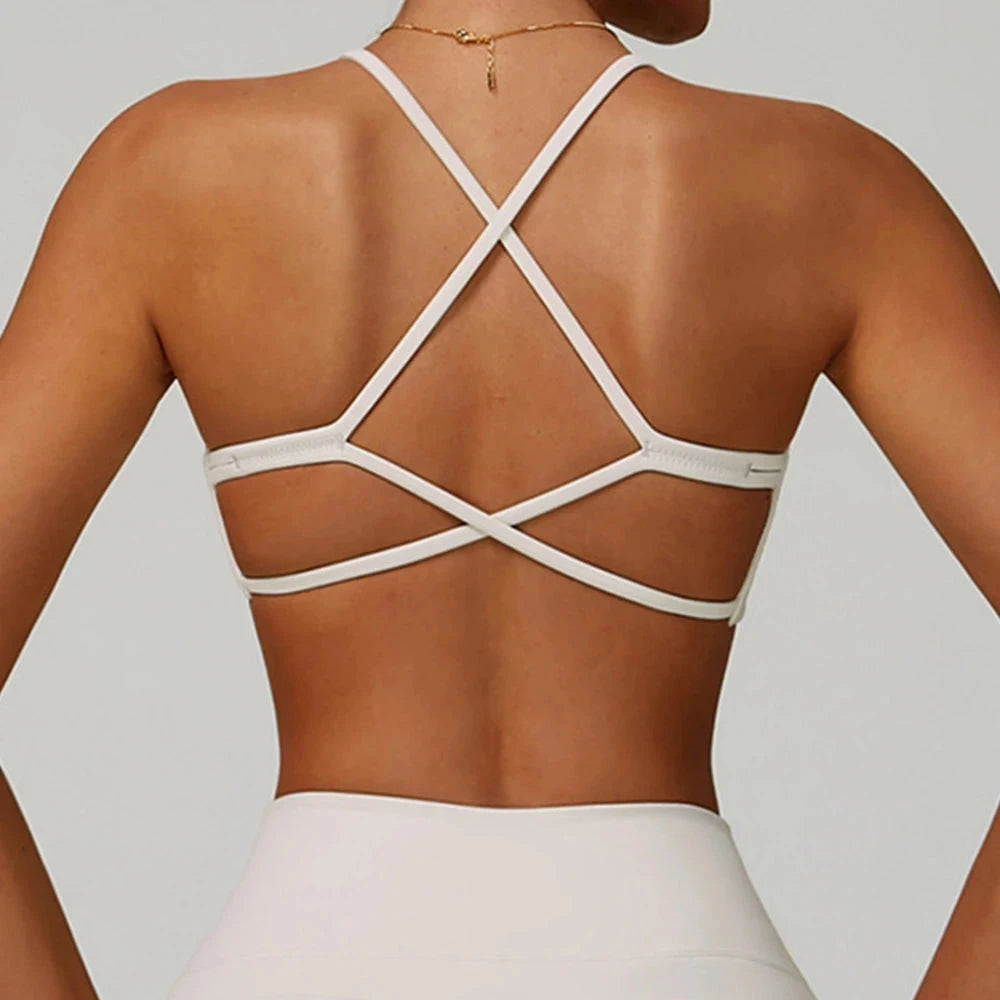 Gym Bras Cross Shoulder Straps Sports Underwear Anti-Sweat Fitness Top Women Yoga Bra Shockproof Crop Top Push Up Workout Tops GlowCart