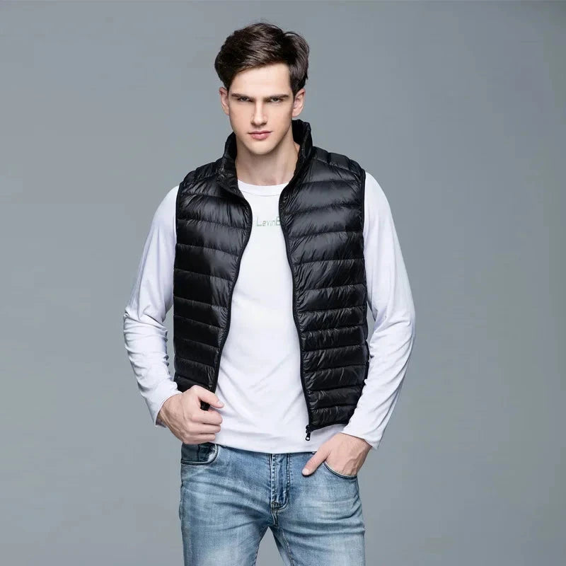Autumn and Winter Men's 90% White Duck Down Vest Casual GlowCart