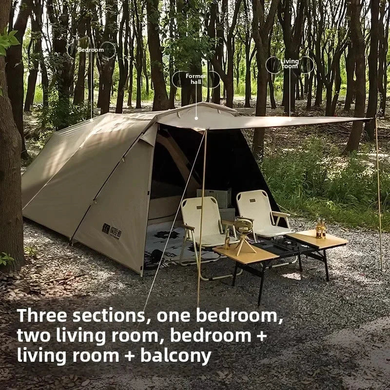 Camping Tent Outdoor Overnight Rainproof Sunscreen Thick GlowCart