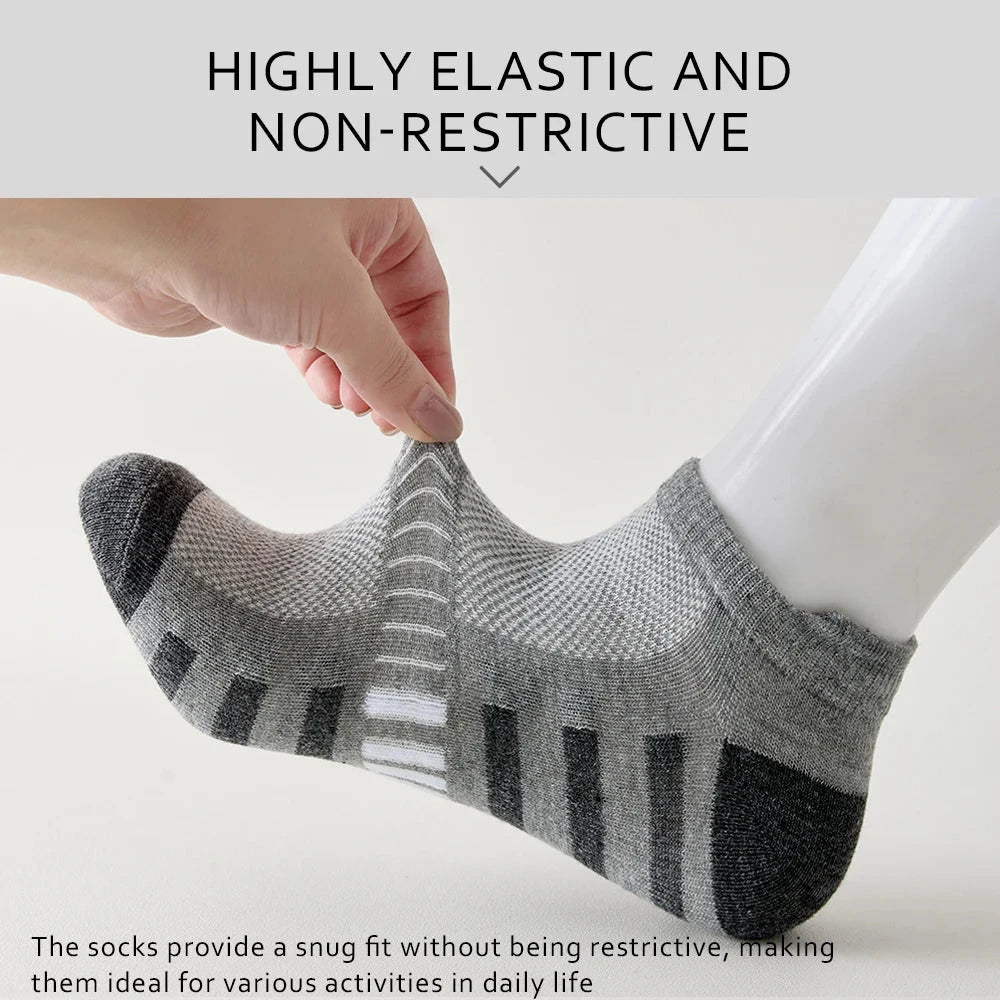 10 Pairs Men's Ankle Socks Summer Thin Men's Mesh Breathable Sports Short Socks Black Teenager Striped student Socks Gift 39-44 GlowCart