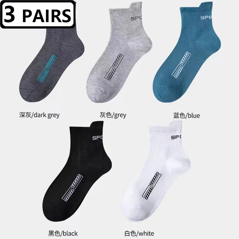 3 Pairs/lot Cotton Breathable Men's Socks Soft Sports High Quality Compression Black White Socks Mid Tube Male Socks Crew Meias GlowCart