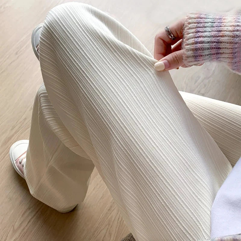 Autumn and Winter Fleece-lined Wide Leg Pants Women's High GlowCart