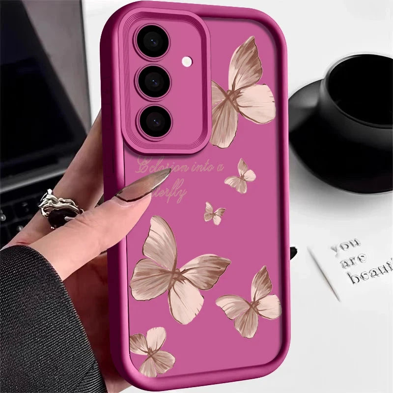 Gold Butterfly Soft TPU Case For Samsung Galaxy A55 A17 A54 GlowCart