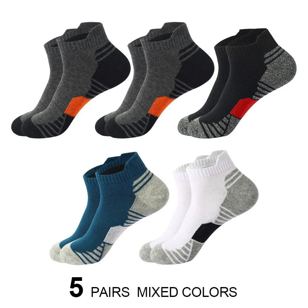 5 Pairs Men's Four Season Cotton Breathable Sports Socks Set Male Sport Ankle Socks Basketball Running Socks For Men GlowCart