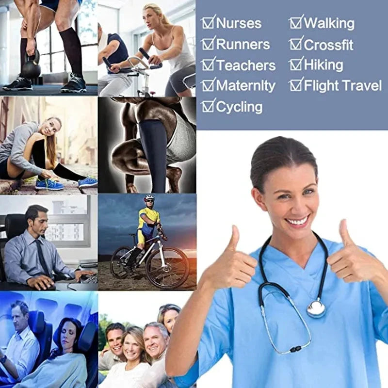 Men Women Compression Socks Varicose Veins Socks 20-30 Mmhg Outdoor Sports Cycling Travel Flight Nurse Running Leg Support Socks GlowCart