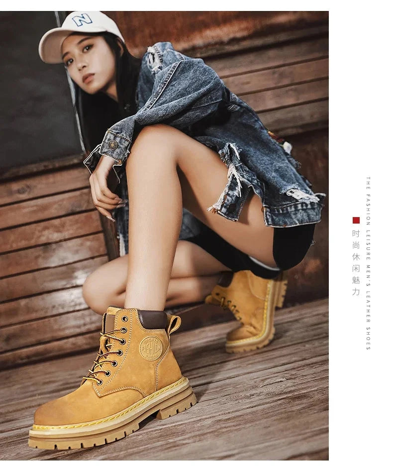 Boots Men High Top Boots High Quality Women Leather Shoes GlowCart