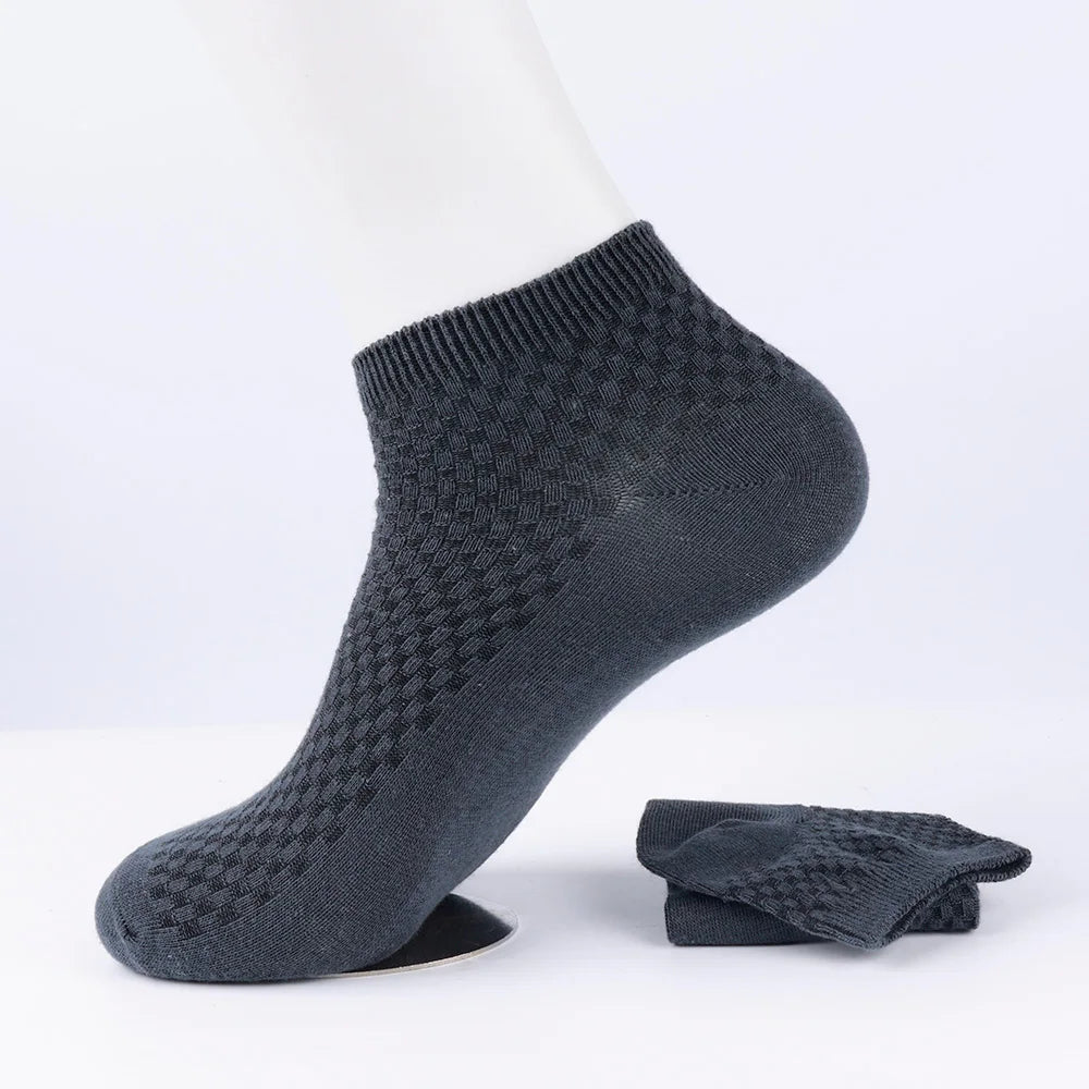 Quality Bamboo Fiber Sock New Compression Men Casual Business Anti-Bacterial Breatheable Solid Color Mid-tube Stockings GlowCart