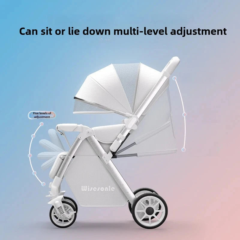 2-in-1 Reversible Lightweight Stroller with Convertible High-view Seat and Foldable Compact Design for Newborns and Toddlers GlowCart