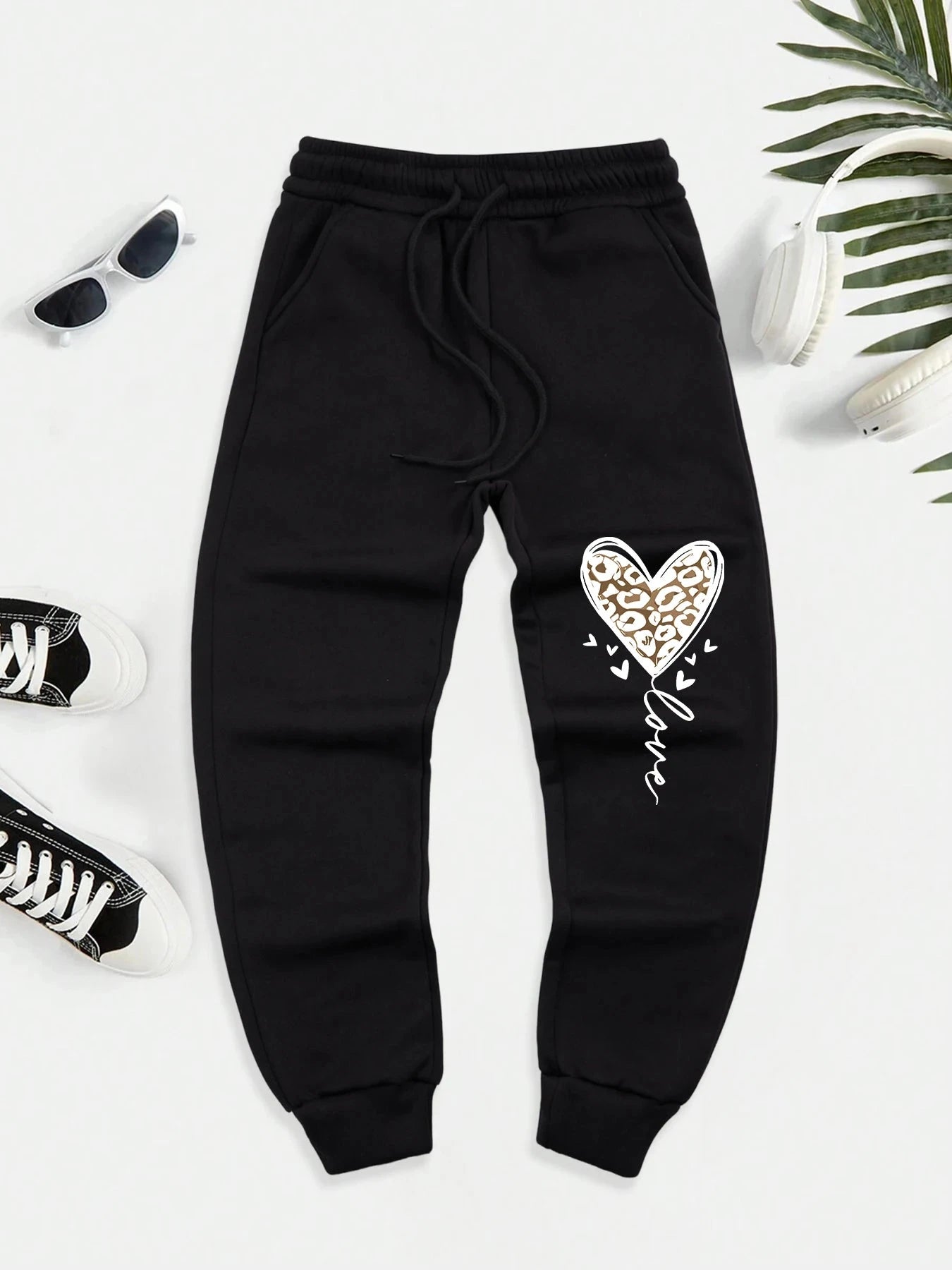 Love Leopard Print Heart Pattern Men'S Casual Basic GlowCart