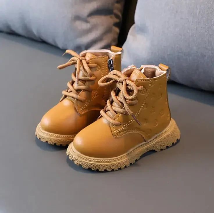 Girls Boots Autumn Winter Plush Children Boots Boys Girls Shoes Fashion Brand Soft Leather Warm Kids Boots GlowCart