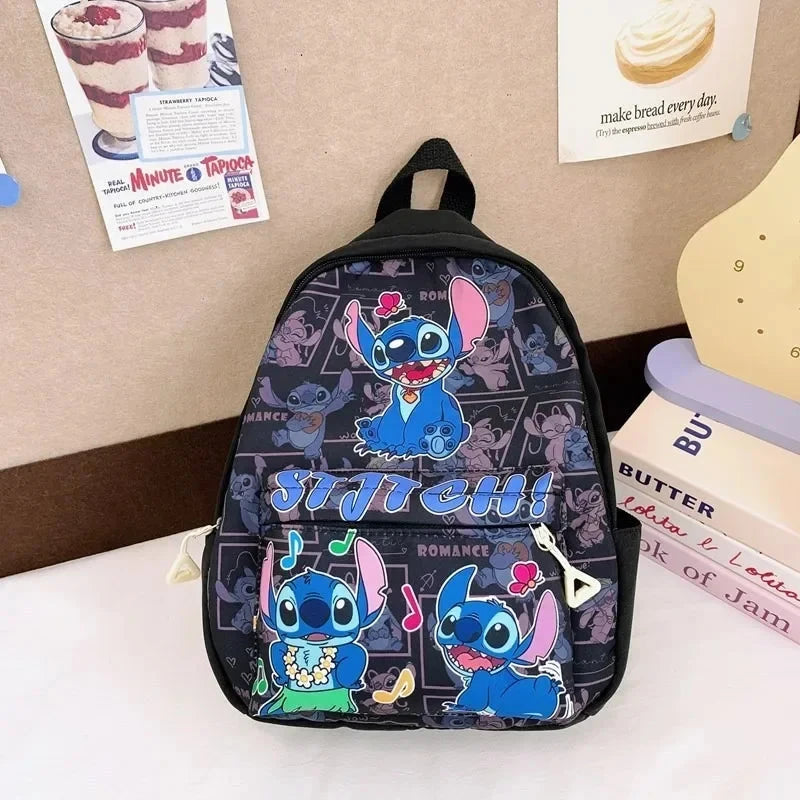 Stitch Print Backpack, Nylon Daypack, Kids And Girls College Style Schoolbag, Ideal Gift for School, Travel, Daily Commuting GlowCart