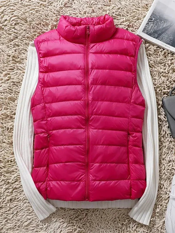 0-10℃ Women Puffer Vest Coat Autumn Winter Sleeveless Duck GlowCart