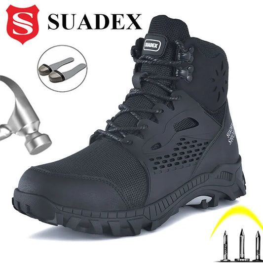 SUADEX S1 Safety Boots Men Work Shoes Anti-Smashing Steel Toe Work Safety Shoes Male Female Boots Anti-slippery EUR Size 37-48 GlowCart