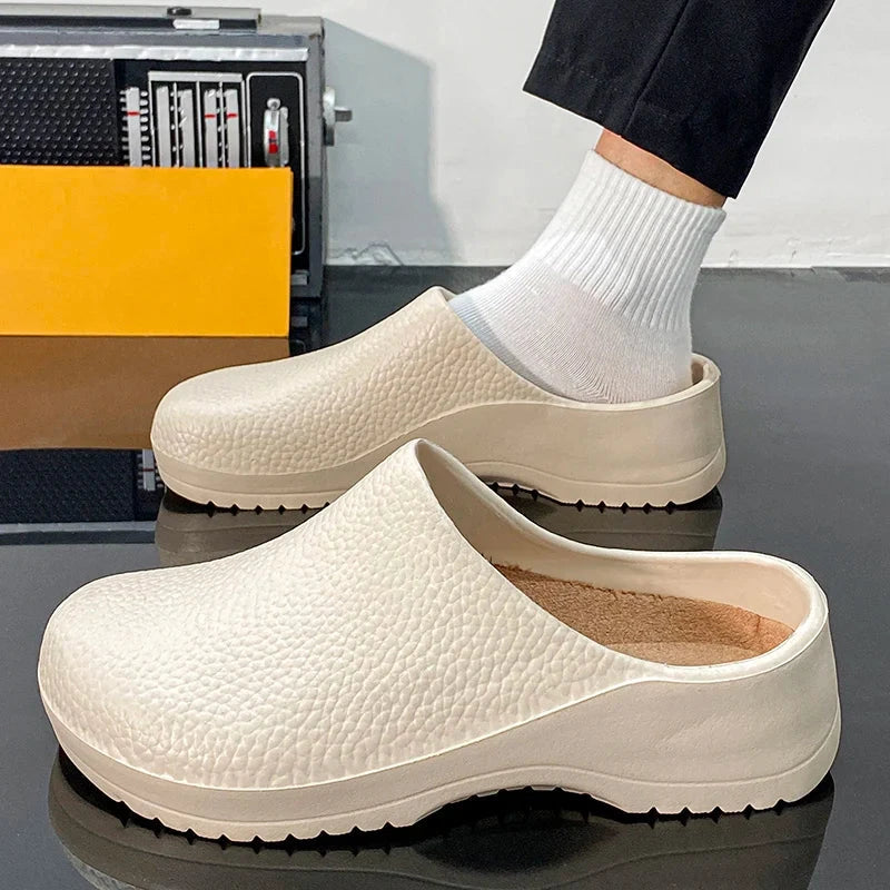 Men's Summer Slippers Oil-resistant Chef  Non-slip Shoes Kitchen Shoes For Men Nurse Work Shoe Casual EVA Lightweight Soft Clogs GlowCart