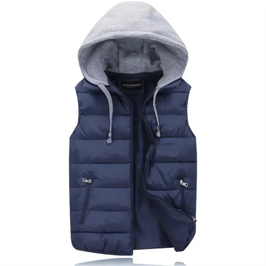 Men's Padded Vest Autumn Winter Hooded Jackets Outerwear GlowCart