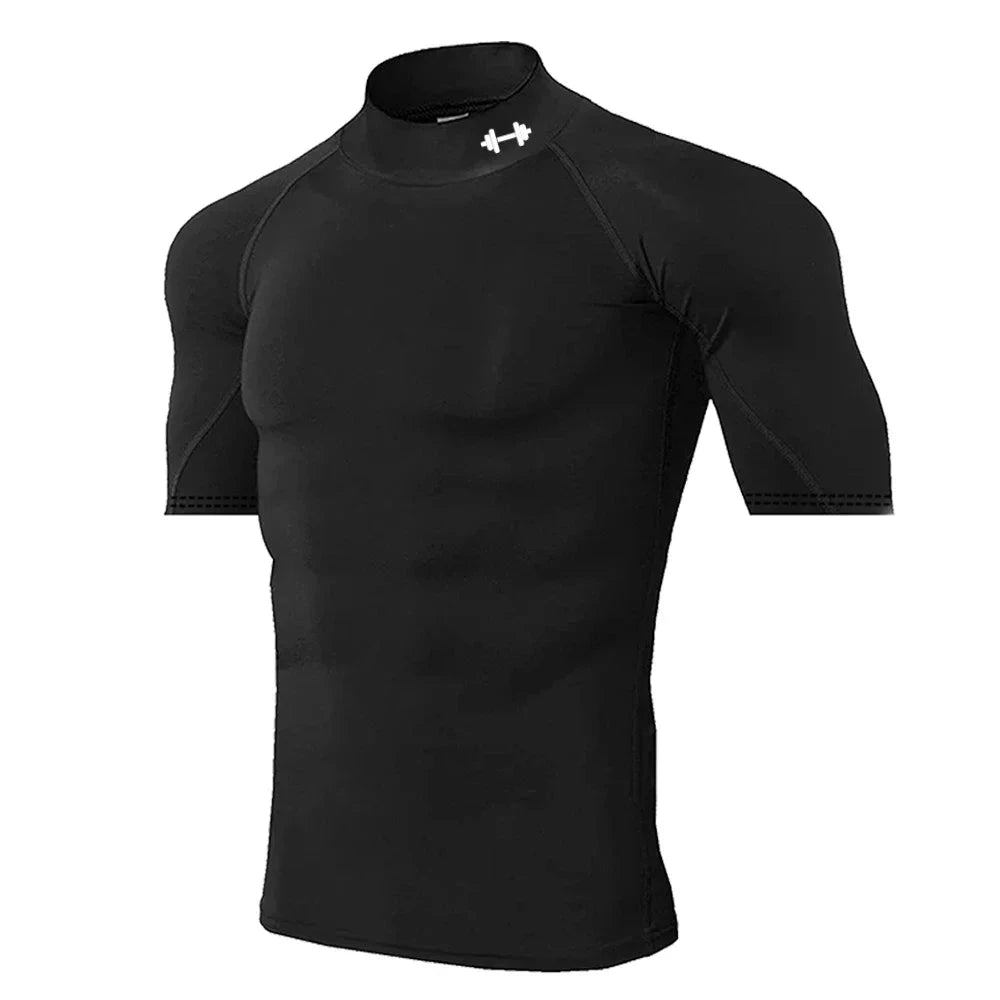 Quick-drying Exercise Compression Short Sleeve Summer Gym Running Training T-shirt for Men's Elastic Tight Sportswear Tops S-3XL GlowCart