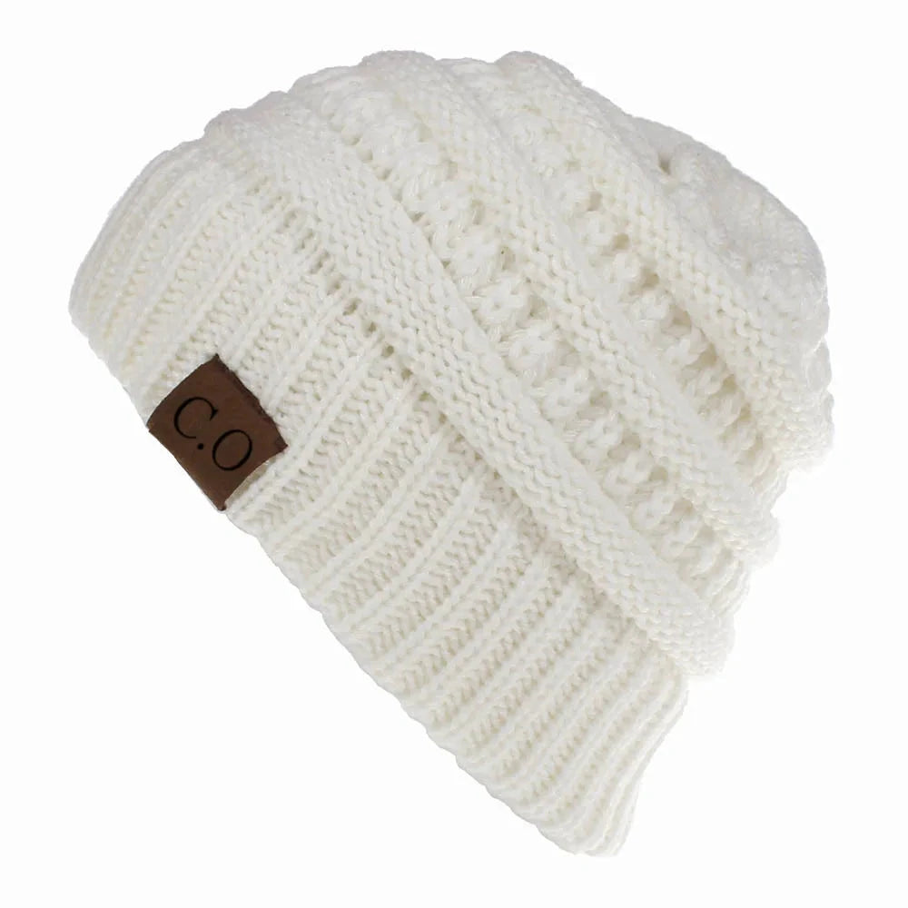 Women Winter Knit Ponytail Hats Warm Messy High Bun Autumn GlowCart