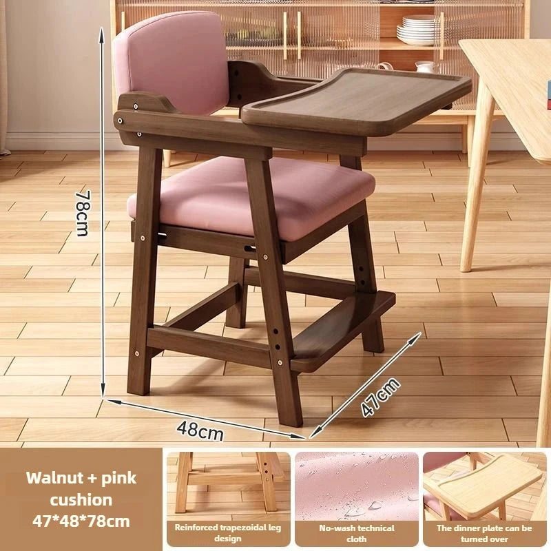 Pure Solid Wood Children’s Dining Chair Baby Foldable Dining Chair for Home Dining Table Simple Baby Chair for Eating Andgrowing GlowCart