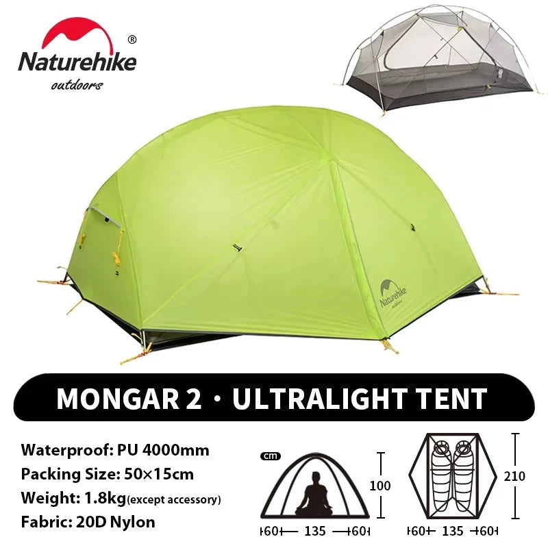 Naturehike Mongar UL 2 Tent 2 Person Backpacking Tent 20D GlowCart