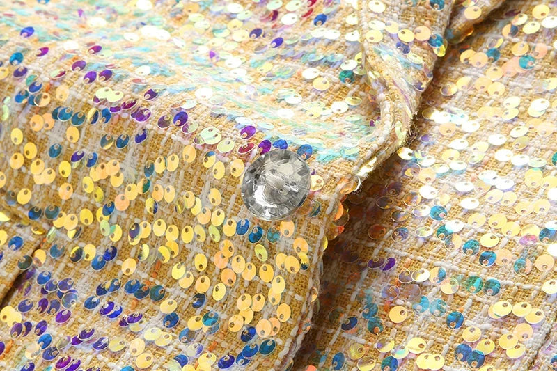 Fashion Men Luxury Sequin Suit 2 Piece Gold Trend Singer GlowCart