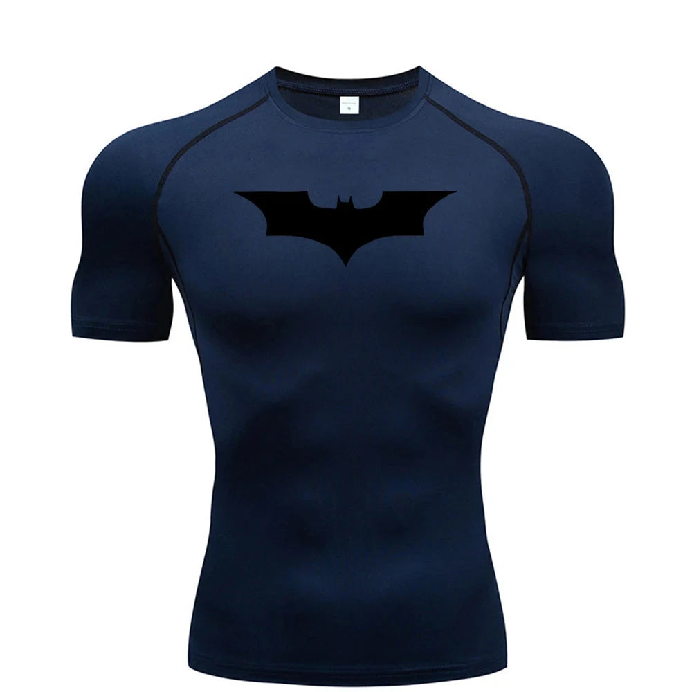 Bat Printed Men's Tight T-Shirt Running Compression GlowCart