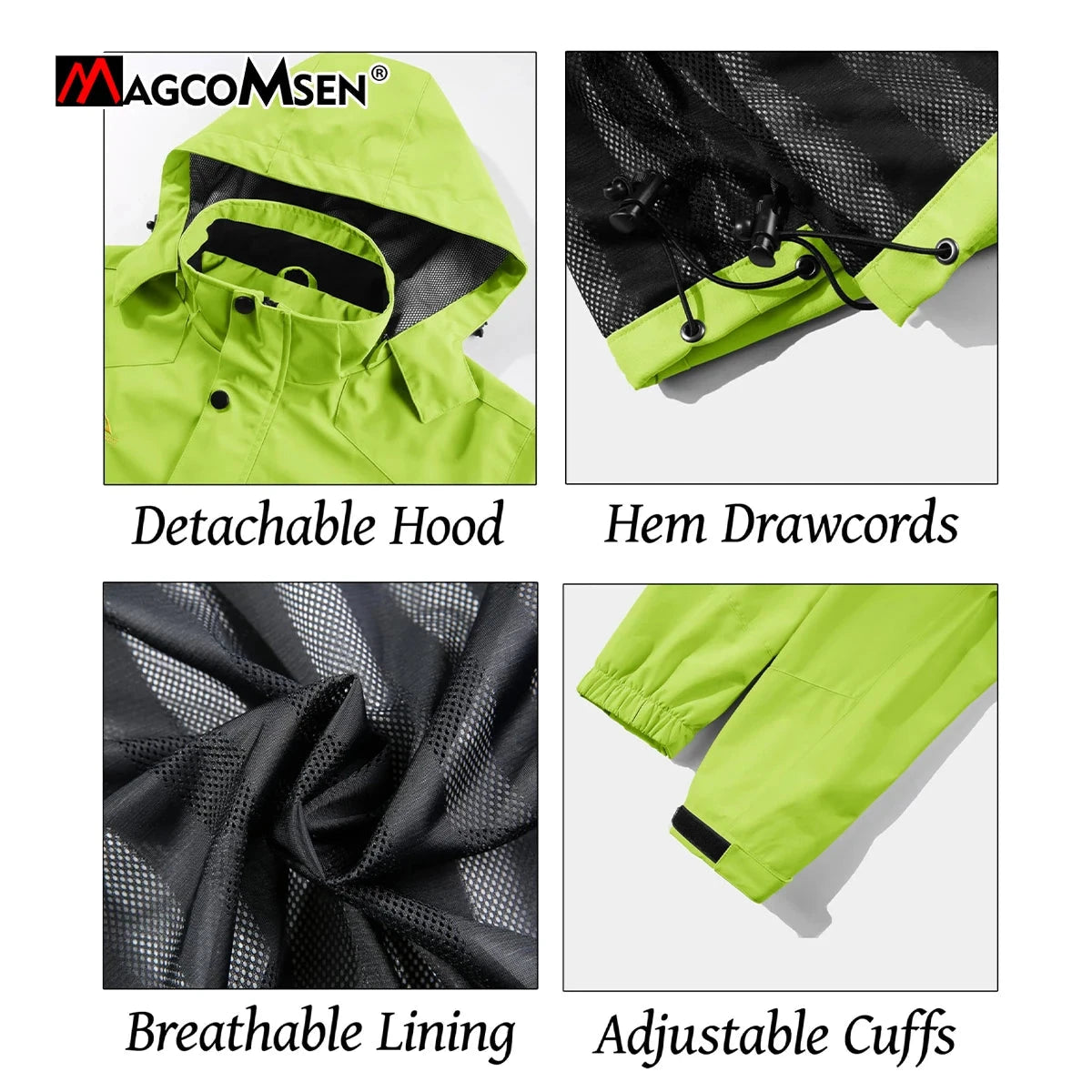 MAGCOMSEN Lightweight Jackets Mens Mesh Lined Rain Jackets GlowCart