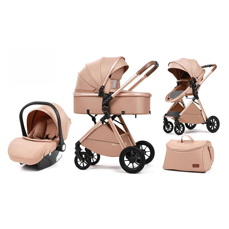 Luxurious High-view Children's Stroller That Can Sit and Lie Down on The Baby's Two-way Baby Stroller GlowCart