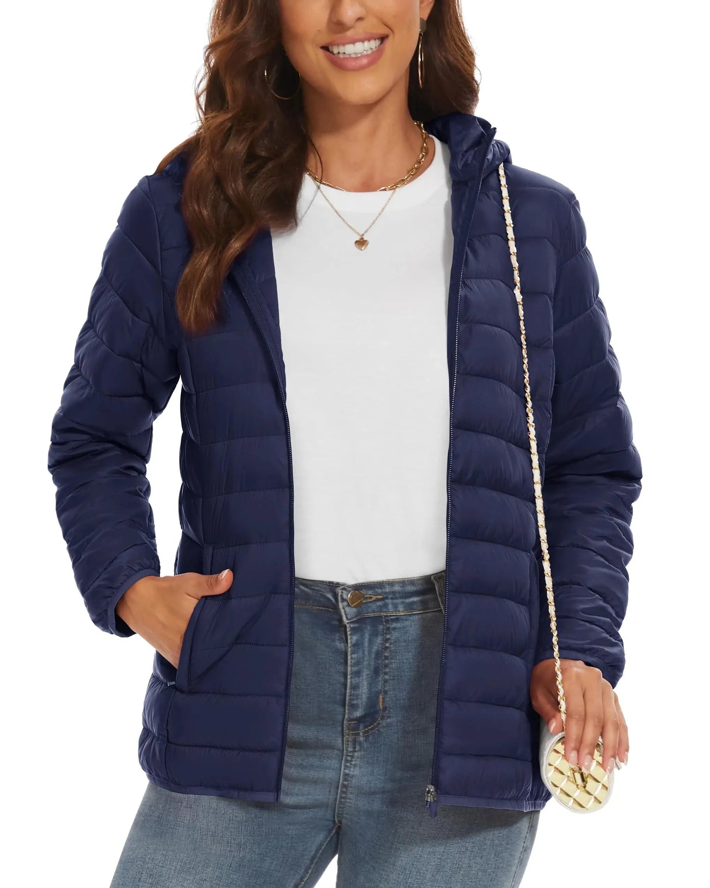 TACVASEN Full Zip Up Hooded Puffer Jacket Womens Winter GlowCart