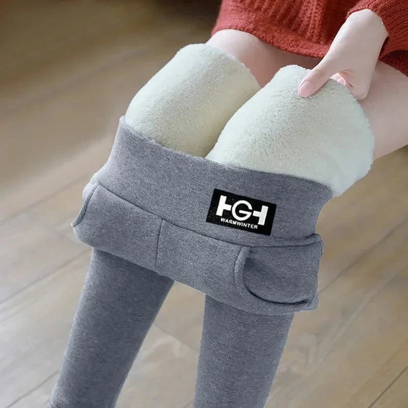 Women Winter Leggings Solid Warm Leggings Thicken Lamb GlowCart