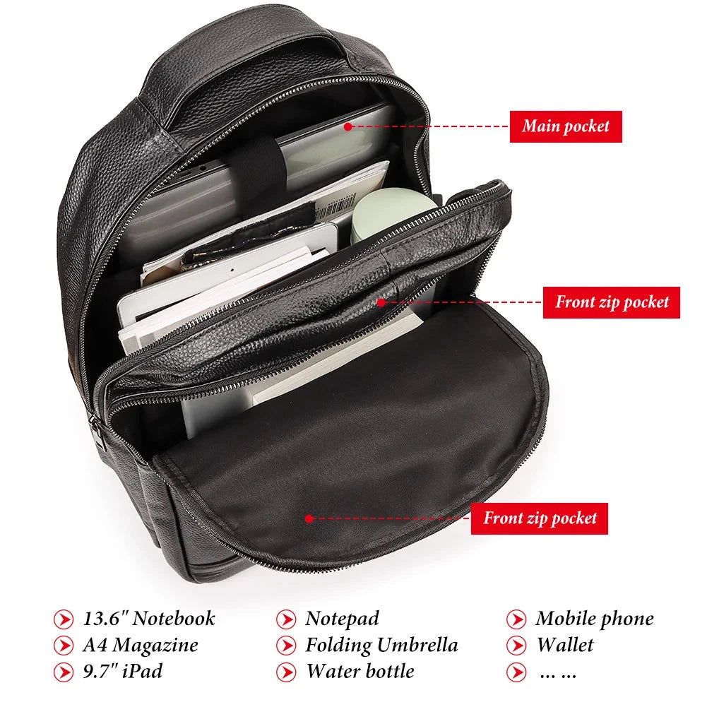 KAVIS Genuine Leather Fashion Backpack Laptop Men Luxurious GlowCart