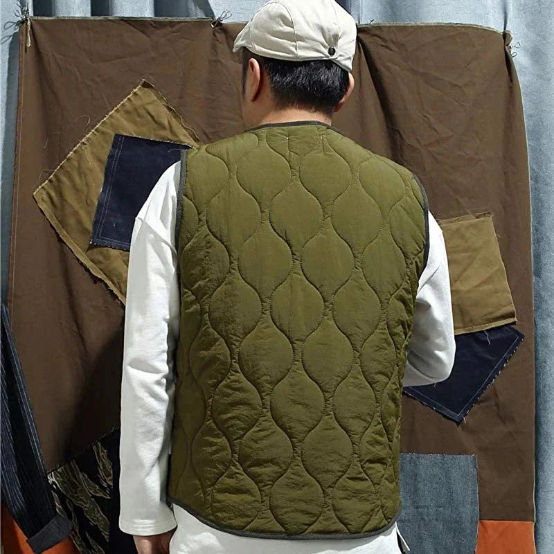 Vintage Cotton Padded Vest Mens Sleeveless Quilted Jacket GlowCart