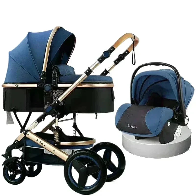3in1 Baby Stroller With Car Seat,High Landscape  Stroller Luxury Infant Stroller Set Newborn Baby Car Seat Trolley Pushchair GlowCart