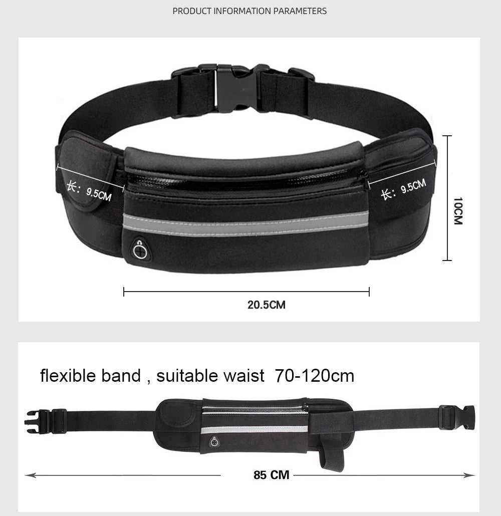 Running Belt Waist Bag with Water Bottle Holder Sports Fanny Pack Women Men Hydration Phone Holder Pouch GlowCart