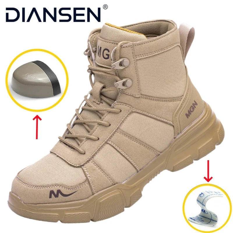 Steel Toe Safety Shoes Men Women, Anti-Puncture Anti-Smash Non Slip Industrial Work Boots, Lightweight Protection Tactical Boots GlowCart