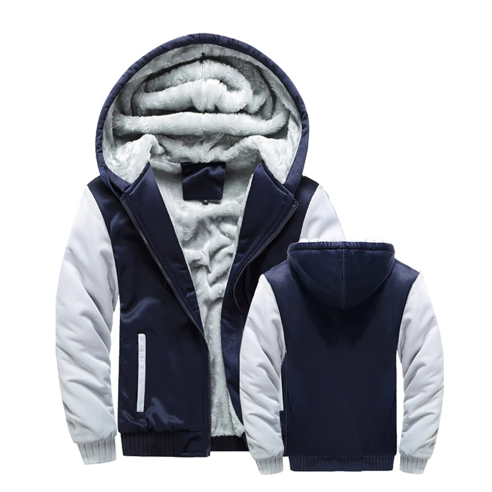 Winter Jacket Men Warm Coat Thick Fleece Male Zipper Hooded