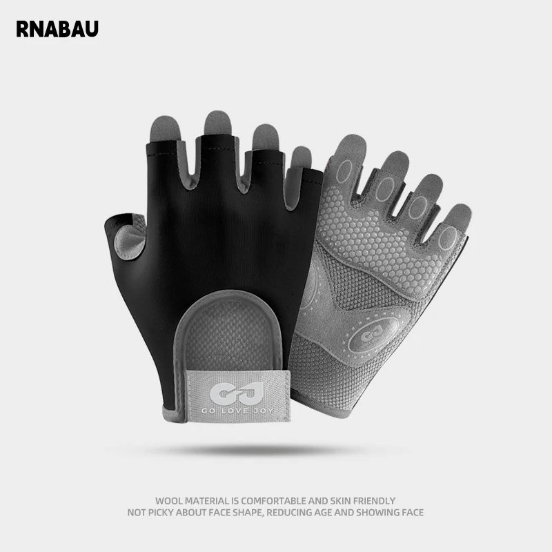 RNABAU Bike Gloves Women Half Finger Summer Breathable Anti-slip Shockproof MTB Road Bicycle Gloves Cycling Fitness Gym Gloves GlowCart