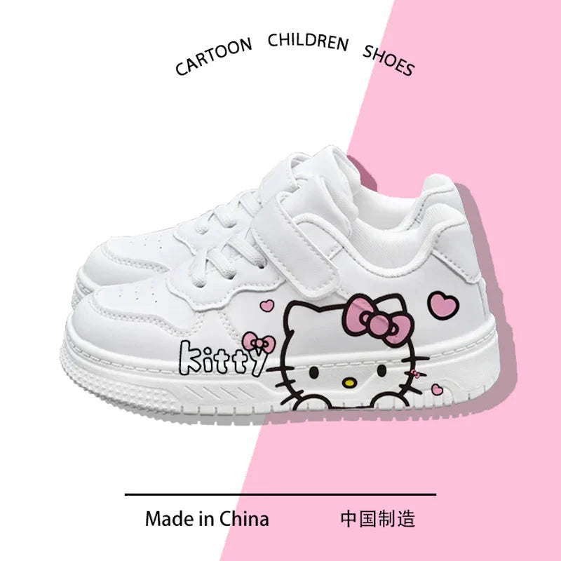 2025 New Hello Kitty Girls Low Top White Sneakers Cute Cartoon Casual Shoes Fashion Canvas Shoes For School Kids Wholesale GlowCart