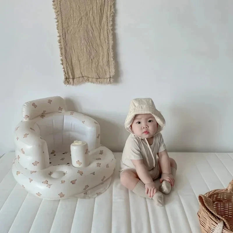 INS Multifunctional Baby Children Inflatable Bathroom Sofa PVC Inflatable Folding Seat Learn Dinner Chair Portable Stool Infant GlowCart