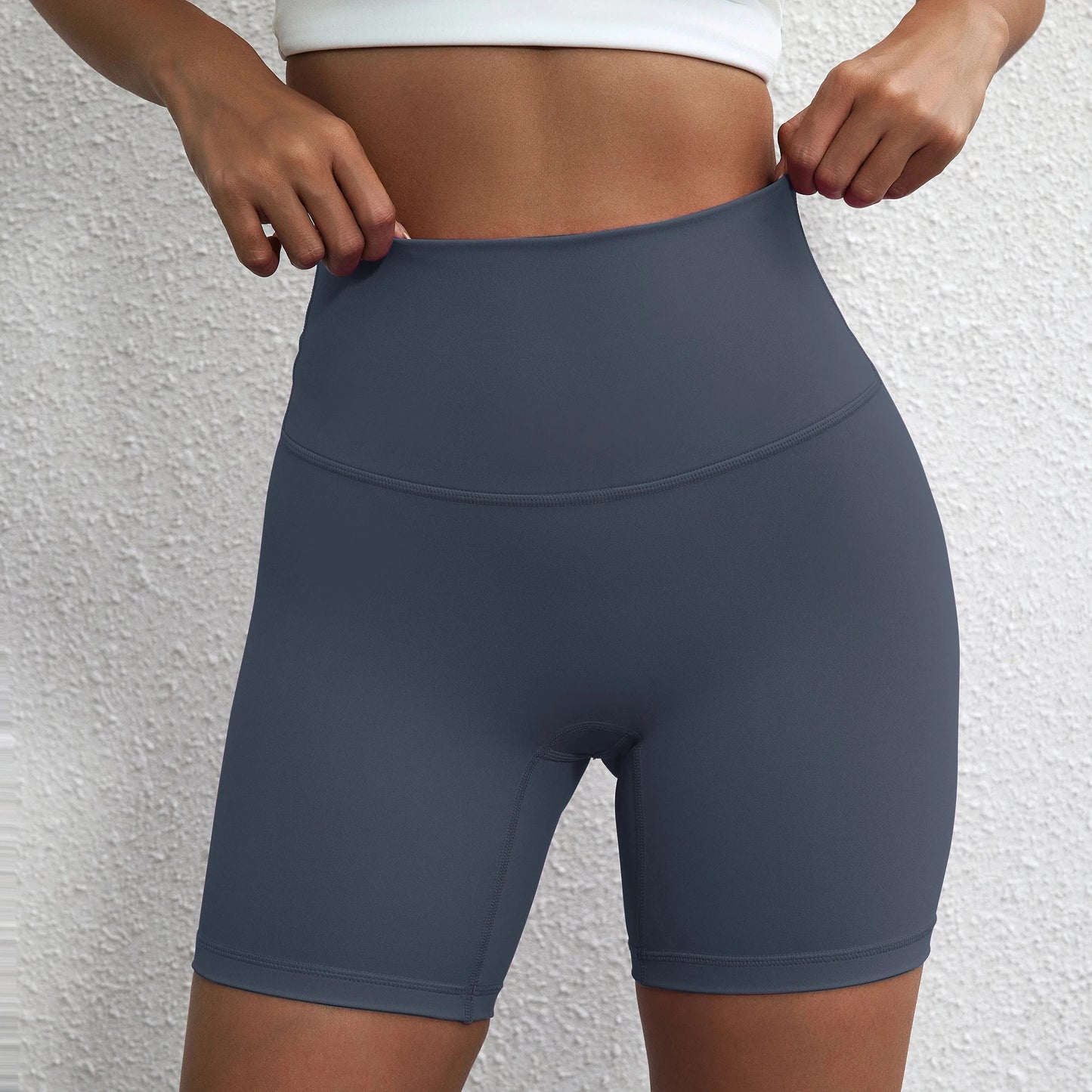 Solid Color Women Fitness Sports Short High Waist Yoga Short Leg Cycling Comprehensive Training Jog Squat Proof Internal Pocket GlowCart
