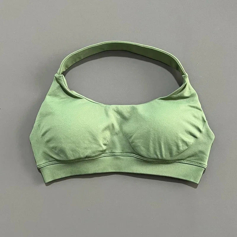 HISTELLO Impact Sports Bra Women Seamless Halter Clothes Push-up Vest Brassiere Gym Top Backless Yoga Workout Running Underwear GlowCart