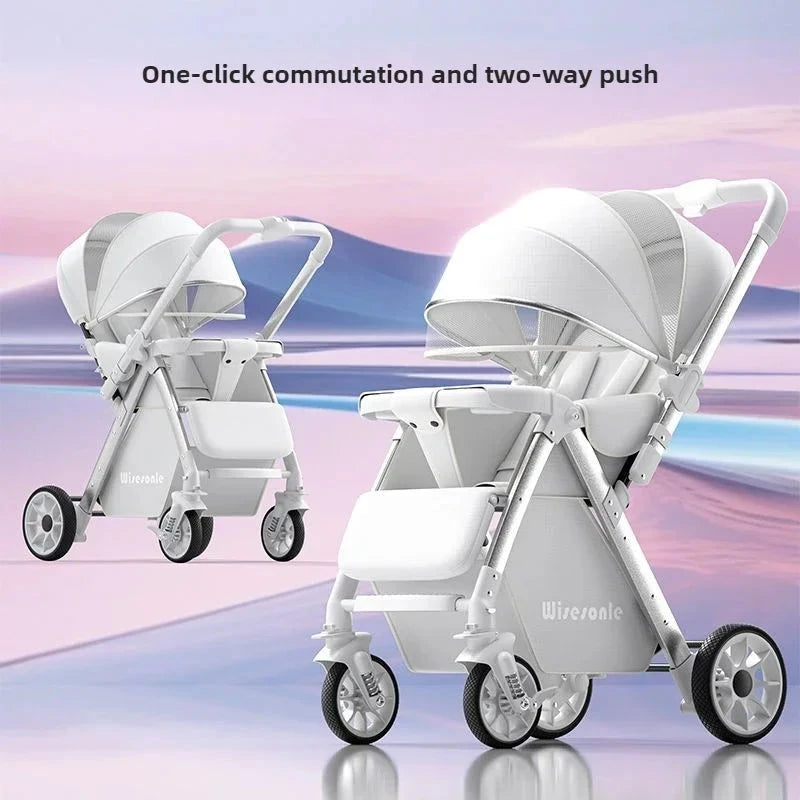 Lightweight baby stroller, high landscape stroller,can sit or lie down in both directions,suitable for babies aged 0-5 years old GlowCart